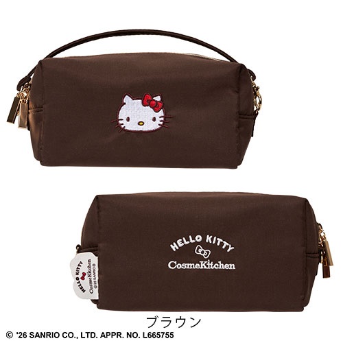 【Cosme Kitchen】＜HELLO KITTY＞ミニバッグポーチ＜全2色＞(ブラウン)
