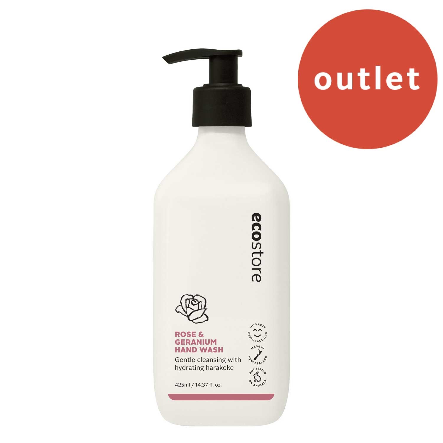 ＜アウトレット＞【ecostore】ハンドウォッシュポンプ ＜ローズ&ゼラニウム＞ 425mL
