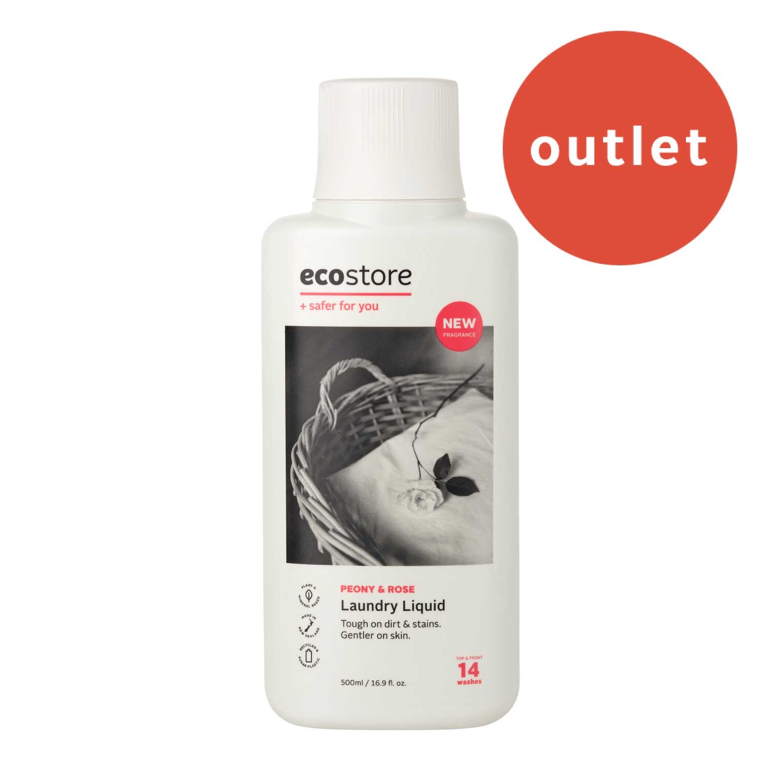 ＜アウトレット＞【ecostore】ランドリーリキッド ＜ピオニー＆ローズ＞ 500mL